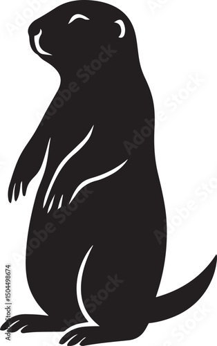 Prairie dog black silhouette shape, Minimal prairie dog animal art