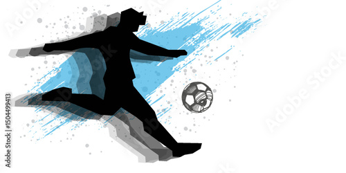 Soccer player kicking ball. Vector eps 10