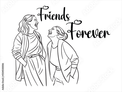 Happy friendship day line art design
