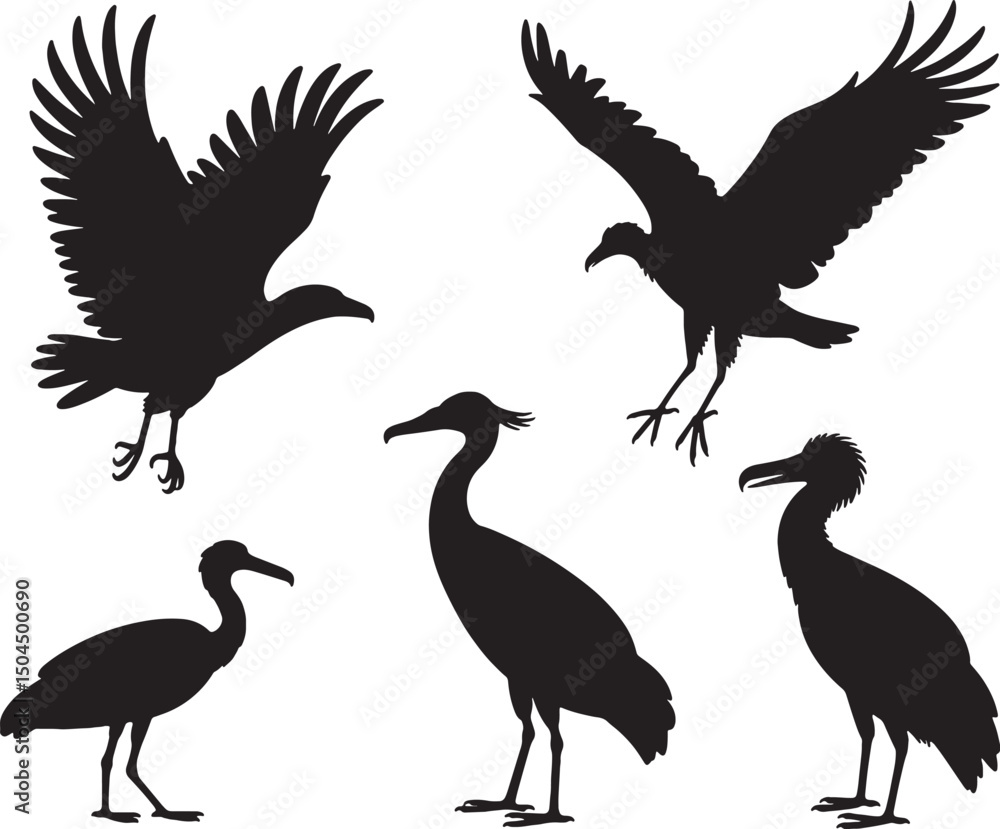 Naklejka premium Bird silhouettes collection flying birds wading birds