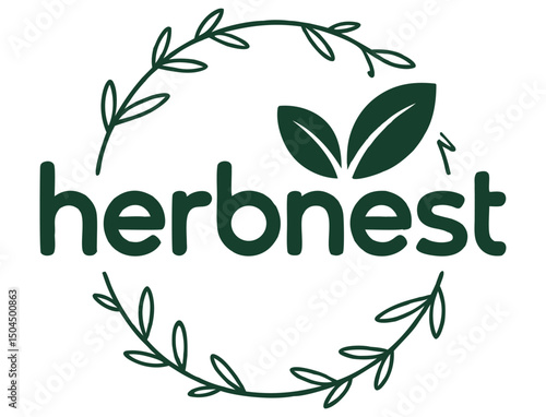 Herbnest Logo - Herbal Leaf Design