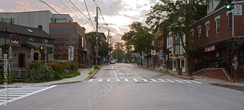 New Paltz, village in Ulster County located in U.S. state of New York at dawn