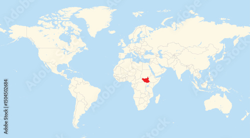 Location map of South Sudan in Africa