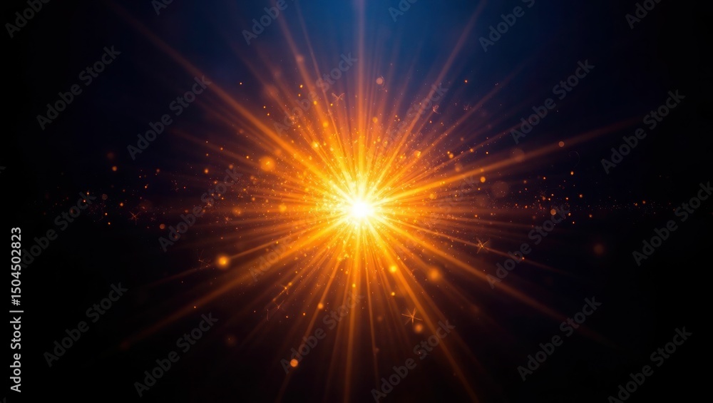 Golden Light Rays Radiating From Central Point Golden Light Rays Radiating From Central Point