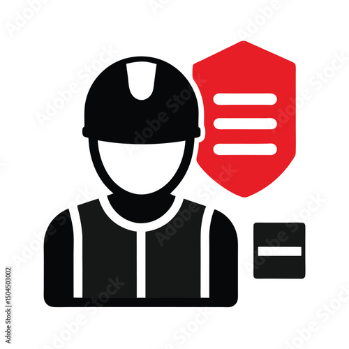 Safety Vector Icon with Vest Helmet and Signboard