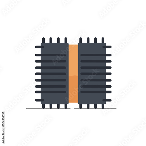 Flat Vector Illustration of a Computer Heat Sink with Fins for Cooling Electronic Components