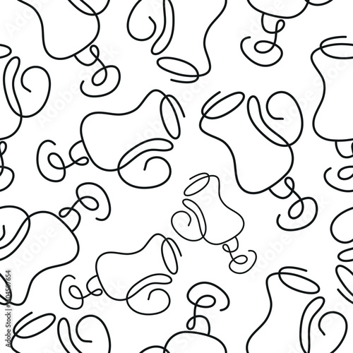 seamless pattern with a figured glass for various coffees drawn with several lines in line art style arranged randomly