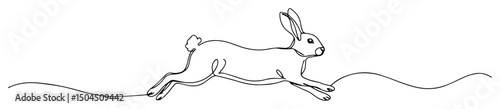 running rabbit line art minimal animal illustration vector drawing photo