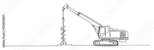 auger drilling machine working on site abstract linear design