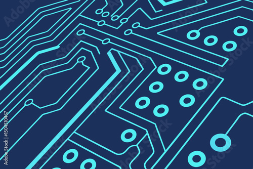 Blue digital vector circuit background with glowing tech elements. Center-aligned text area included for UI headers or advertising content.

