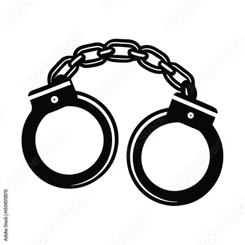 Silhouette of handcuffs illustration, Handcuffed icon silhouette