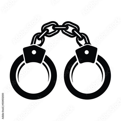 Silhouette of handcuffs illustration, Handcuffed icon silhouette