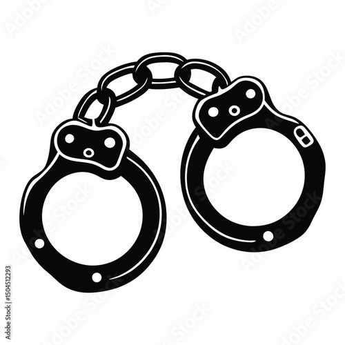Silhouette of handcuffs illustration, Handcuffed icon silhouette