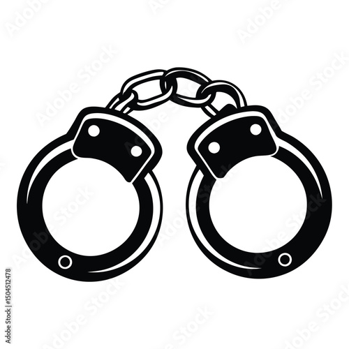 Silhouette of handcuffs illustration, Handcuffed icon silhouette