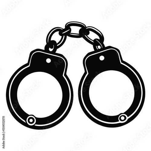Silhouette of handcuffs illustration, Handcuffed icon silhouette