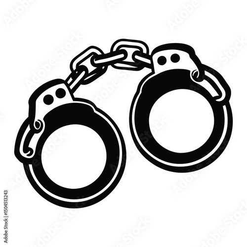 Silhouette of handcuffs illustration, Handcuffed icon silhouette
