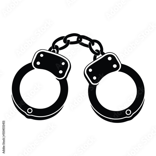 Silhouette of handcuffs illustration, Handcuffed icon silhouette