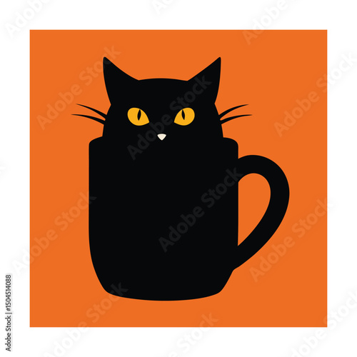 Black Cat Silhouette on Halloween Mug