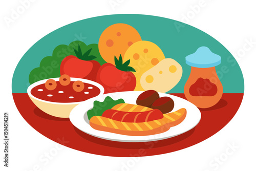 Delicious Italian Food Plate Icons in Vector Art