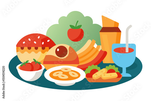 Italian Food Menu Vector with Meat and Pasta Dishes