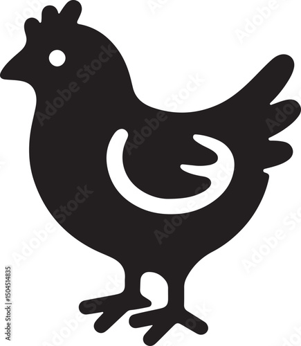 Chicken Black Silhouette Vector, Farm Animal Clipart & Poultry Design