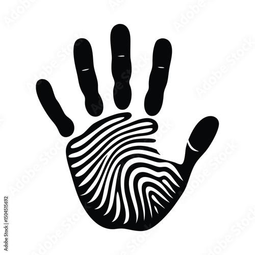 Simple graphic illustration of a black handprint