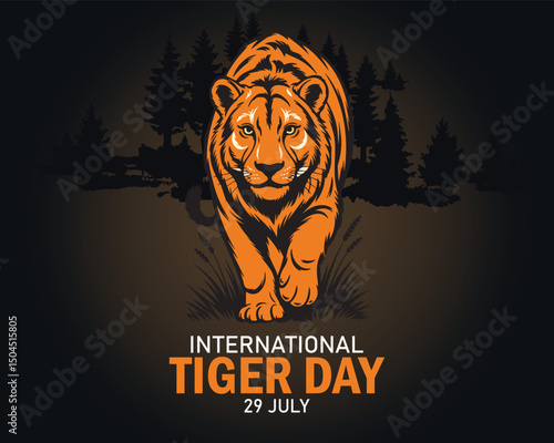 vector graphic of international tiger day good for international tiger day celebration. flat design. flyer design. flat illustration.