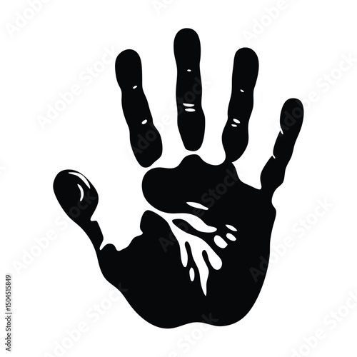 Simple graphic illustration of a black handprint