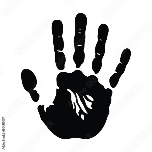 Simple graphic illustration of a black handprint