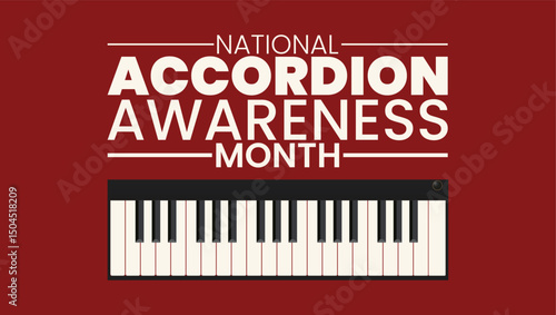 National Accordion Awareness Month background template. From Folk to Fusion, Honoring the Accordions Musical Legacy