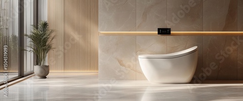 Elegant and contemporary bathroom interior featuring a modern toilet design concept