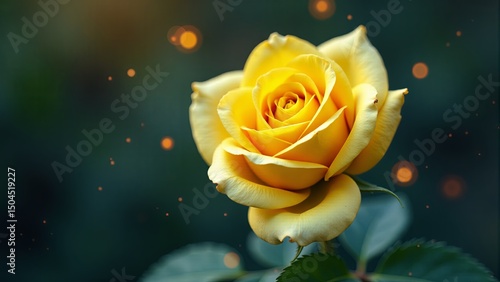 Close-Up Yellow Rose With Bokeh Lights