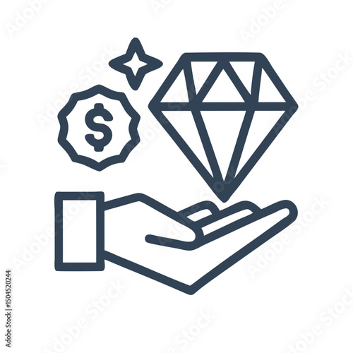 Diamond Value Icon – Luxury, Wealth, and Precious Gem Symbol Illustration