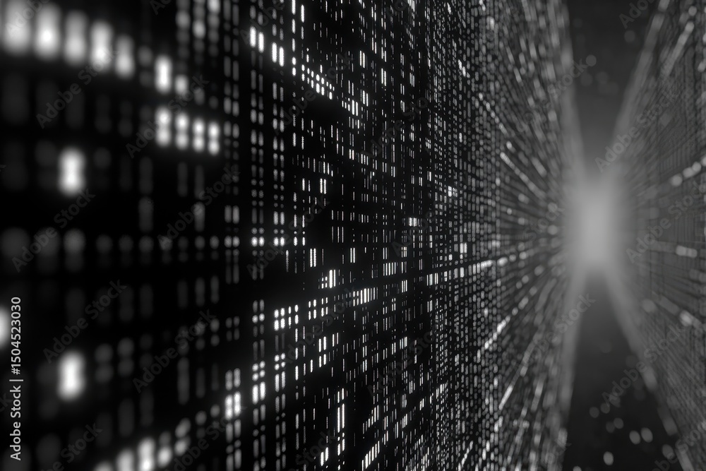 Dynamic closeup of digital binary code illuminated in a dark environment with pan camera movement, Digital binary code Pan camera movement close up shot Seamless 3D render Dynamic closeup of digital binary code illuminated in a dark environment with pan camera movement, Digital binary code Pan camera movement close up shot Seamless 3D render