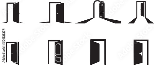 Open doors icons set entrance symbols vector. eps-10