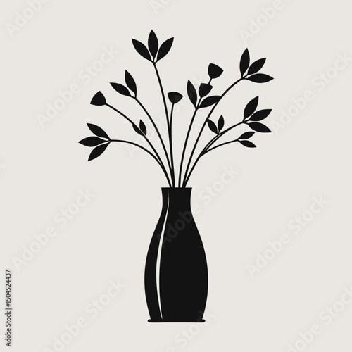 Tableau sur toile silhouette of a vase with long-stemmed flowers
