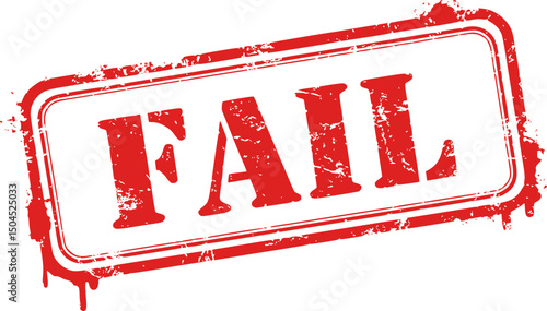 fail red square grunge stamp on white
