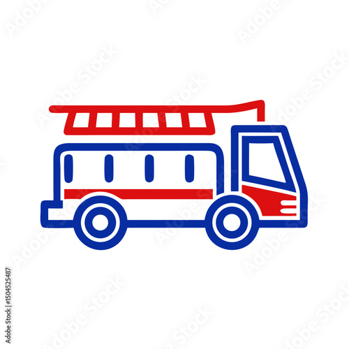Fire truck icon in vibrant colors, emergency response concept