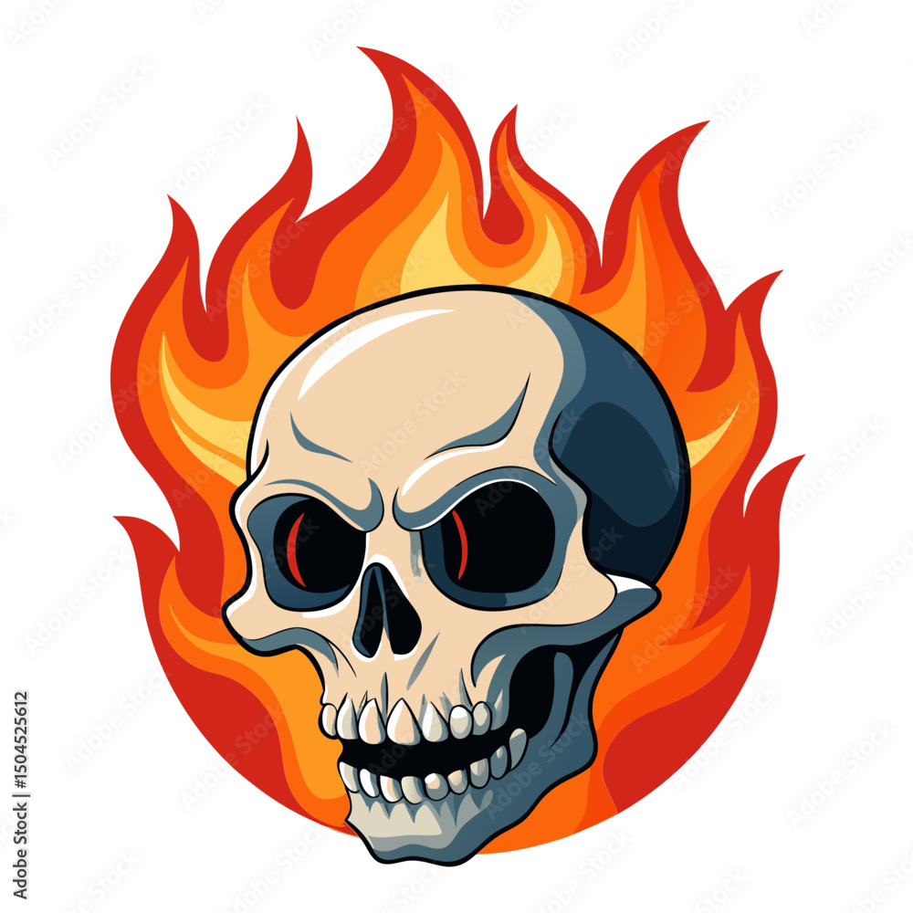 Fiery Skull with Intense Heat Effect Design Fiery Skull with Intense Heat Effect Design