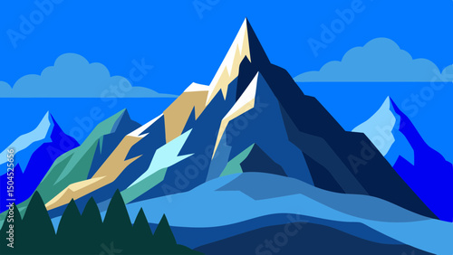 Mountain Peaks and Blue Sky Scenic View
