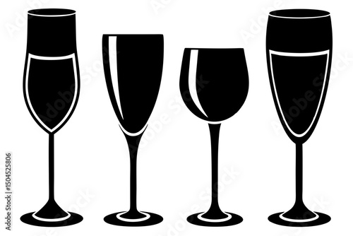 Drinks and Glassware Silhouette Set Vector Art