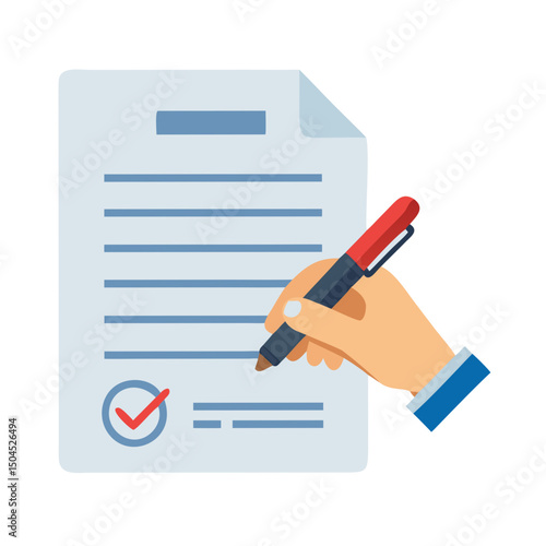 Hand Signing Document Icon - Academic Approval and Official Signature Symbol