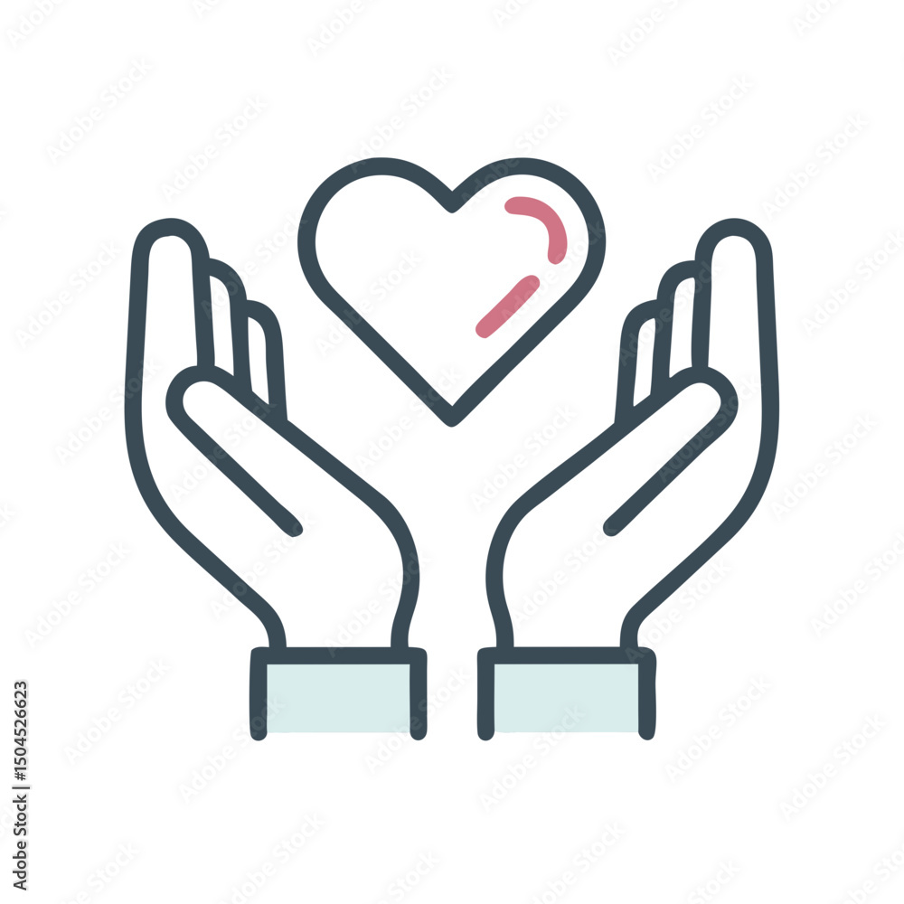 Obraz premium Hands Presenting Heart Icon
