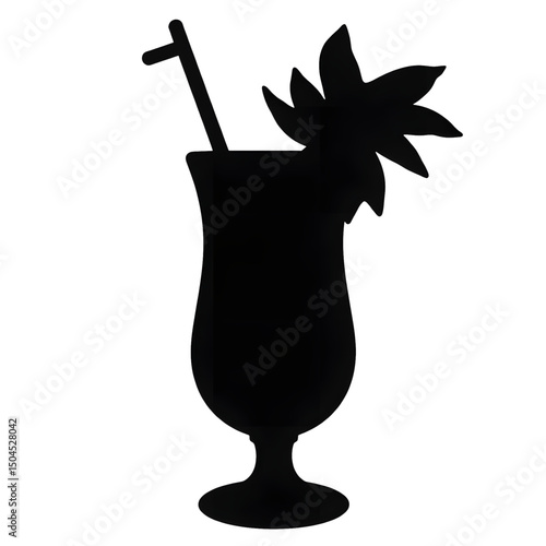 Cocktail Silhouette with Tropical Flower