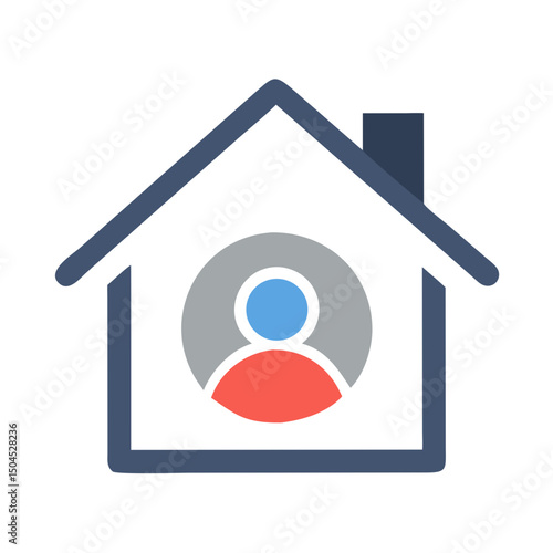 Home with User Icon Representing Personal Residence - Private Living Space and Occupant Symbol