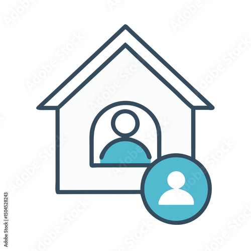 Home with User Icon Representing Personal Residence - Private Living Space and Occupant Symbol