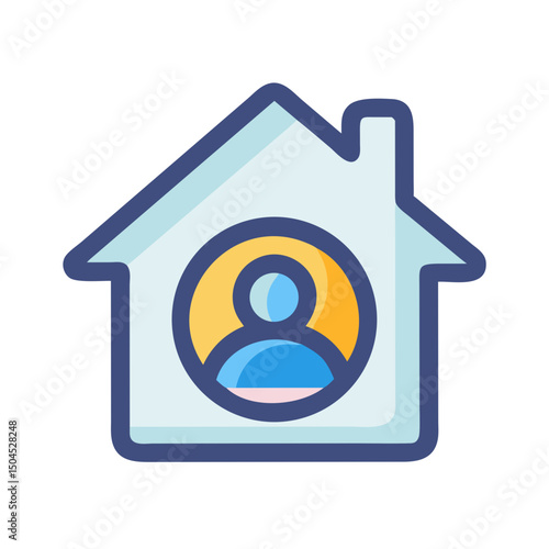 Home with User Icon Representing Personal Residence - Private Living Space and Occupant Symbol