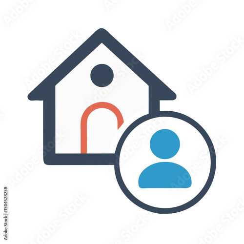 Home with User Icon Representing Personal Residence - Private Living Space and Occupant Symbol
