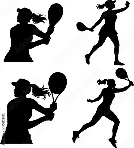 Female Racket Sports Silhouettes