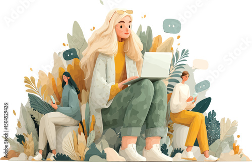 Happy family sitting on a sofa reading a book, smiling and having fun